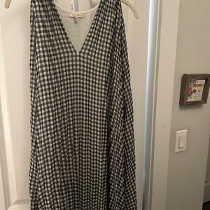 Vintage Max Studio Black and White Leather Checkered Midi Dress